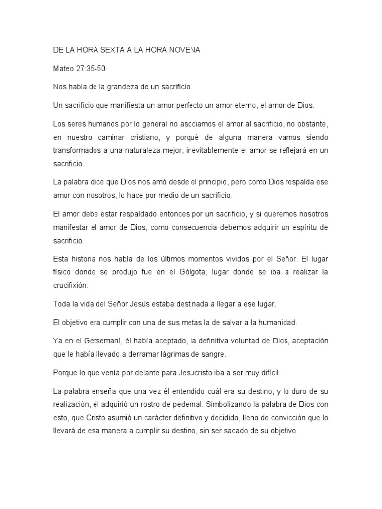 De La Hora Sexta A La Hora Novena | PDF | Jesús | Cristo (título)