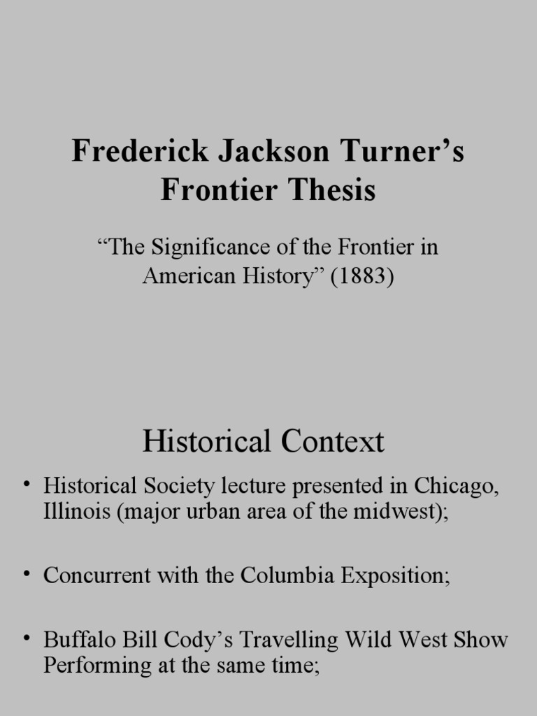 Turner Thesis PDF American Frontier The United States