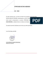Certificado de No Adeudo: 0442140943409 en Calidad Del Titular en El Banco de La Nación