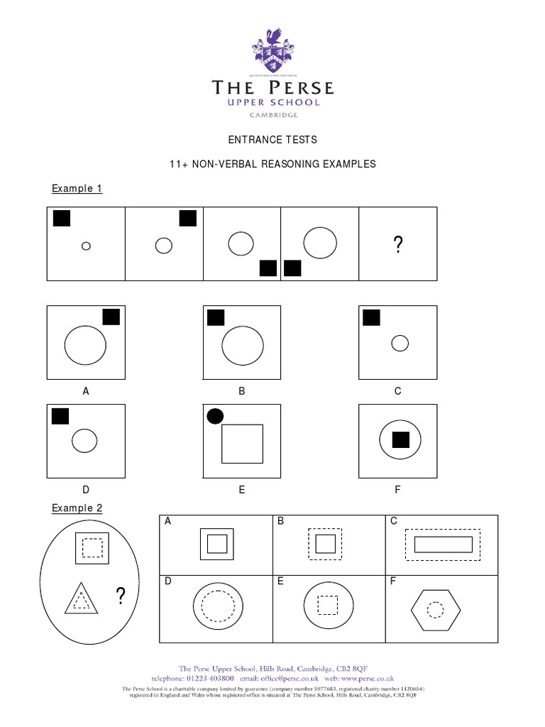 Non Verbal Reasoning Example Questions PDF