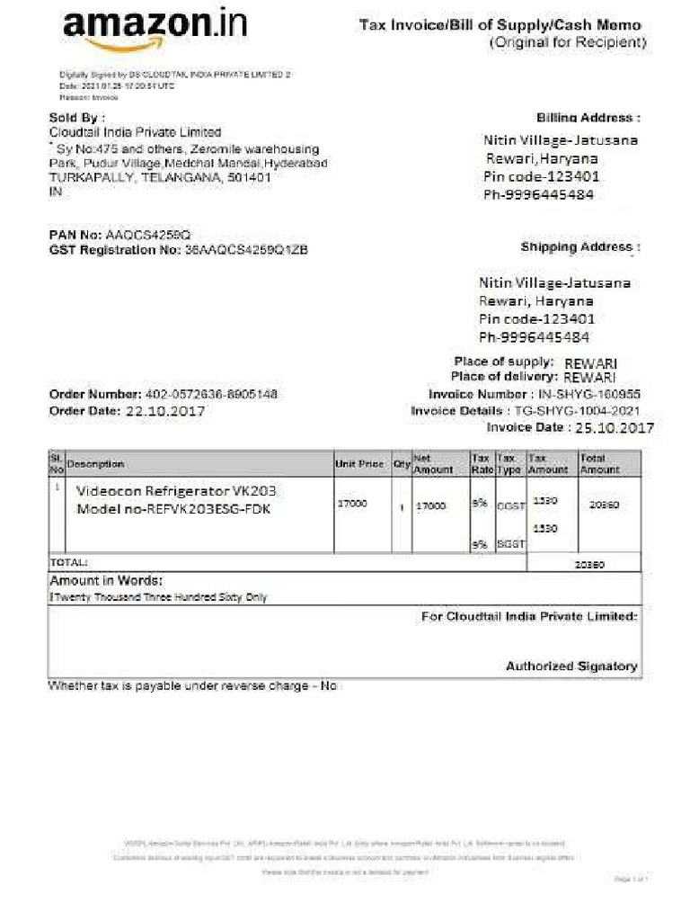 Fridge Bill | PDF