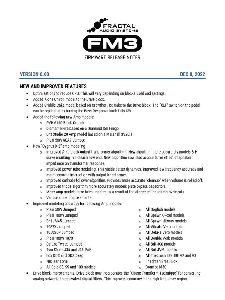 Fm3 Release Notes Download Free Pdf Amplifier Loudspeaker