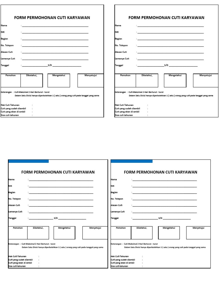 Formulir Permohonan Cuti Karyawan | PDF