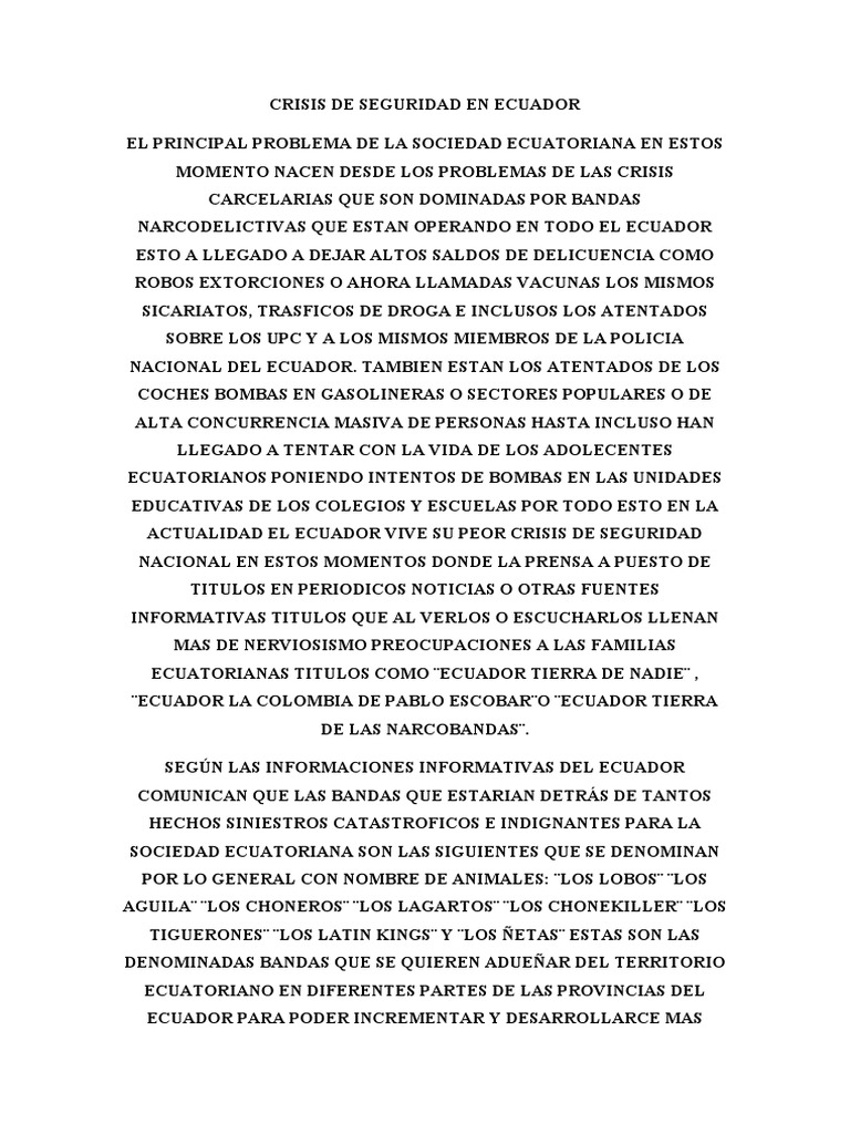 Crisis de Seguridad y Narcotráfico en Ecuador | PDF | Ecuador | Policía