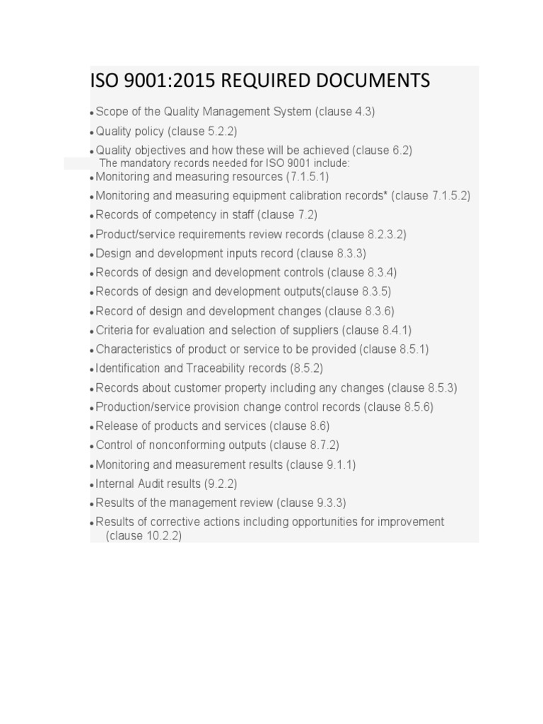 Essential ISO 9001:2015 Documents Guide | PDF