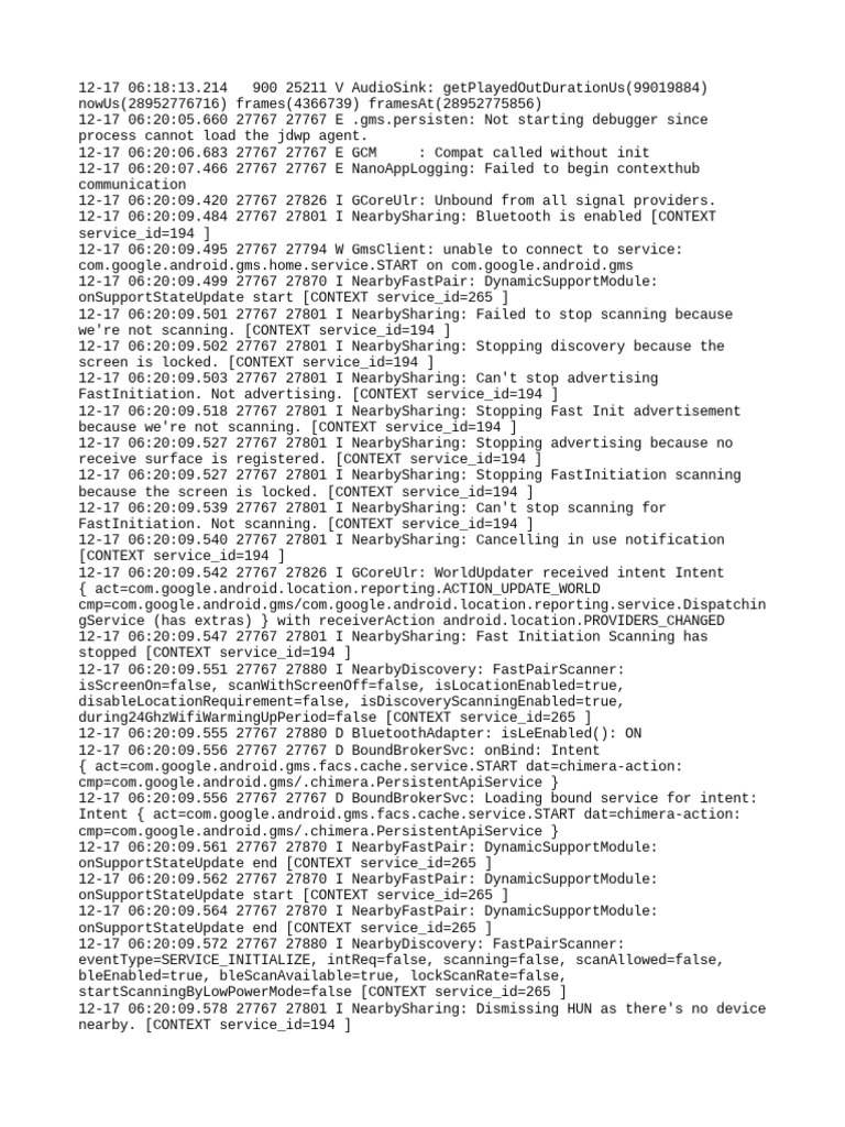 Google Services Error Logs | PDF | Software | Computer Science