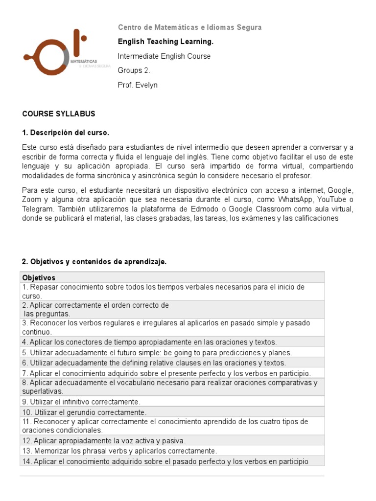 Curso de Inglés Intermedio Online | PDF | Ciencia cognitiva | Gramática