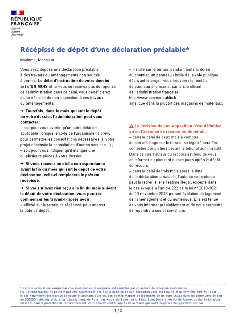 Déclaration Préalable de Travaux CERFA 13404 | PDF | Droit