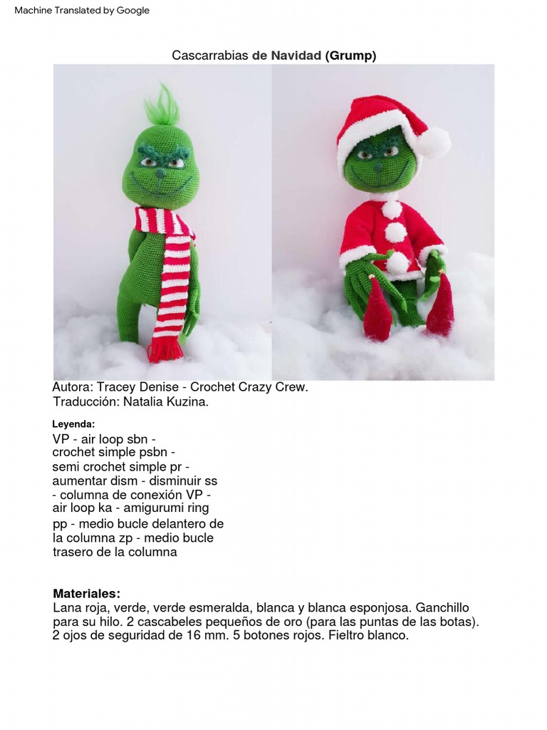 Grinch Español PDF Tejer Artesanías