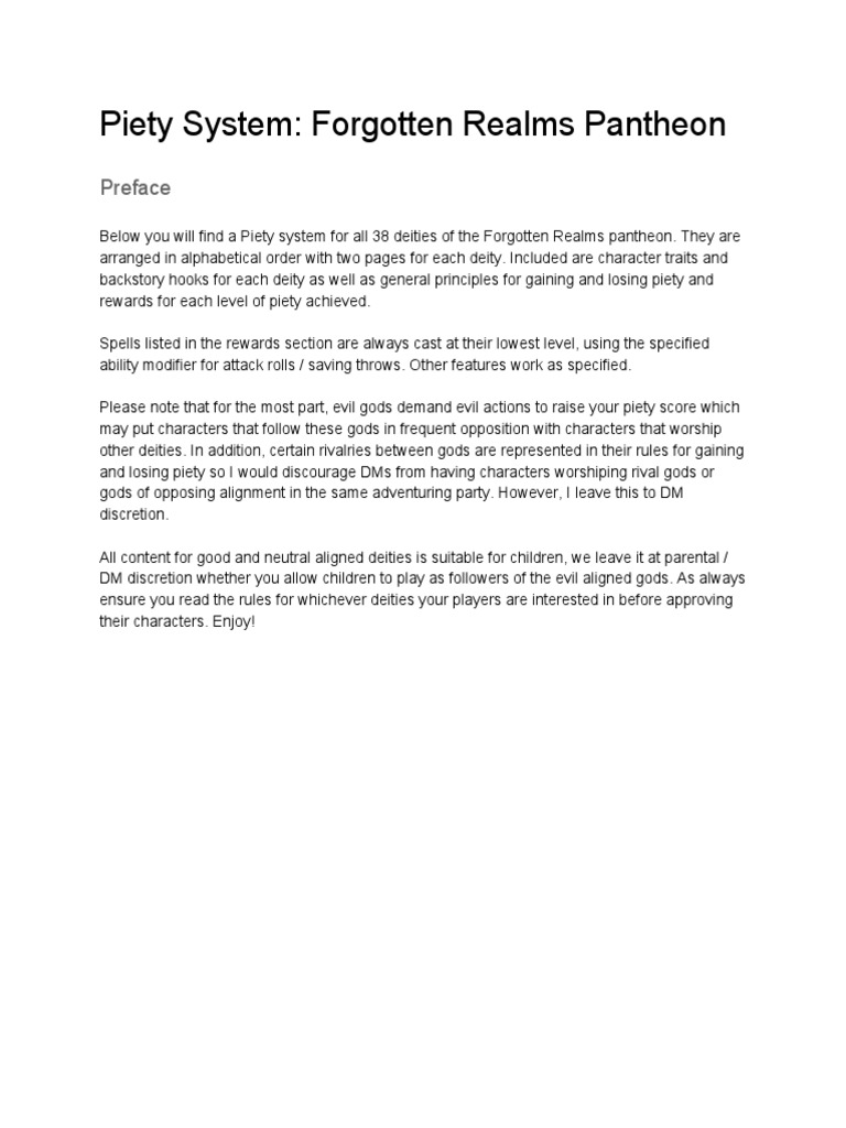 Forgotten realms piety system pdf deities