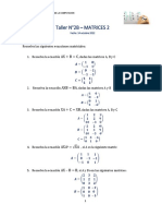 USC Matemáticas Algebra II Taller Matriz Ecuaciones Sistemas