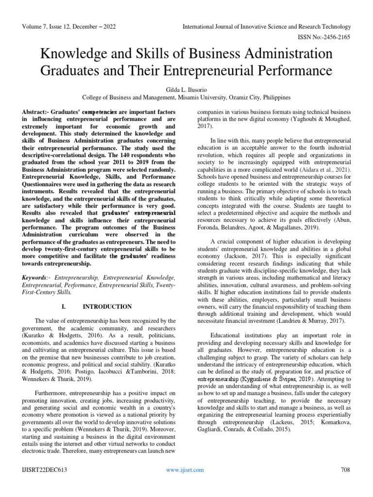 Knowledge and Skills of Business Administration Graduates and Their ...