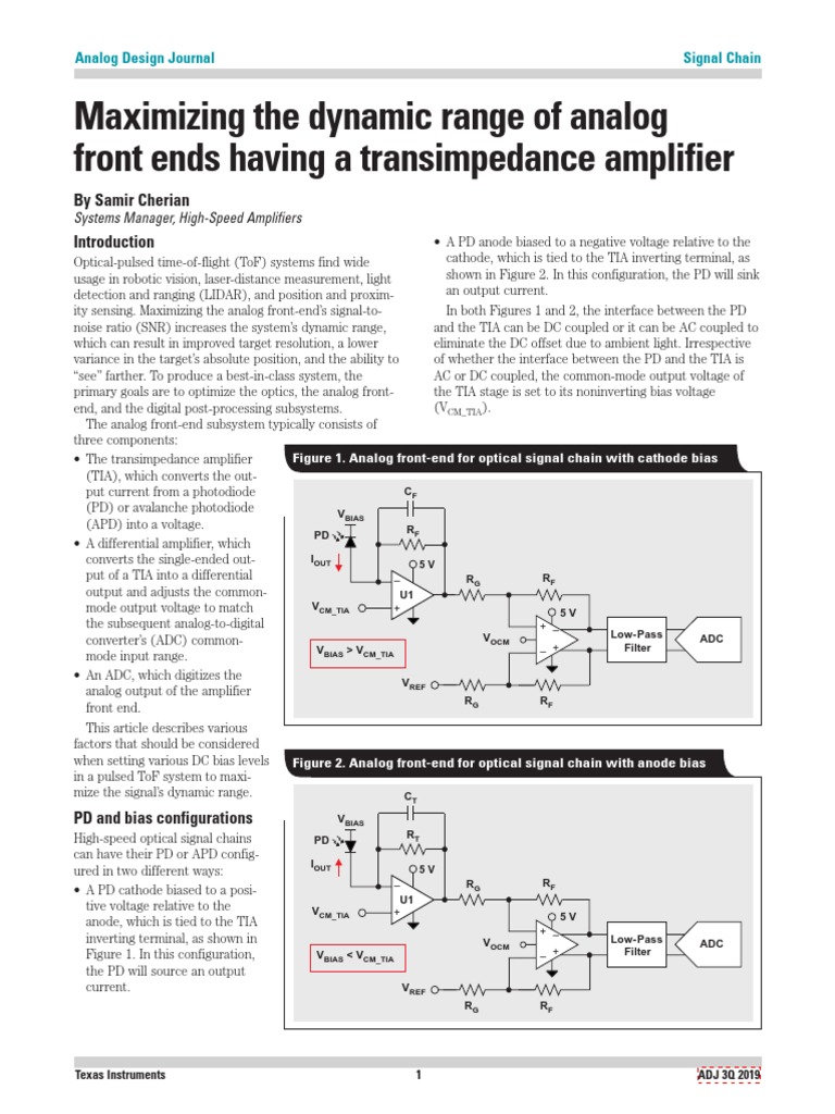 TIA+Differential Amplifier Texas | PDF | Amplifier | Analog To Digital ...