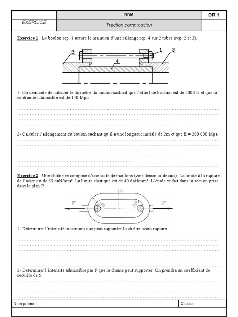 Exercices RDM : Traction et Compression | PDF | Élasticité (Physique ...