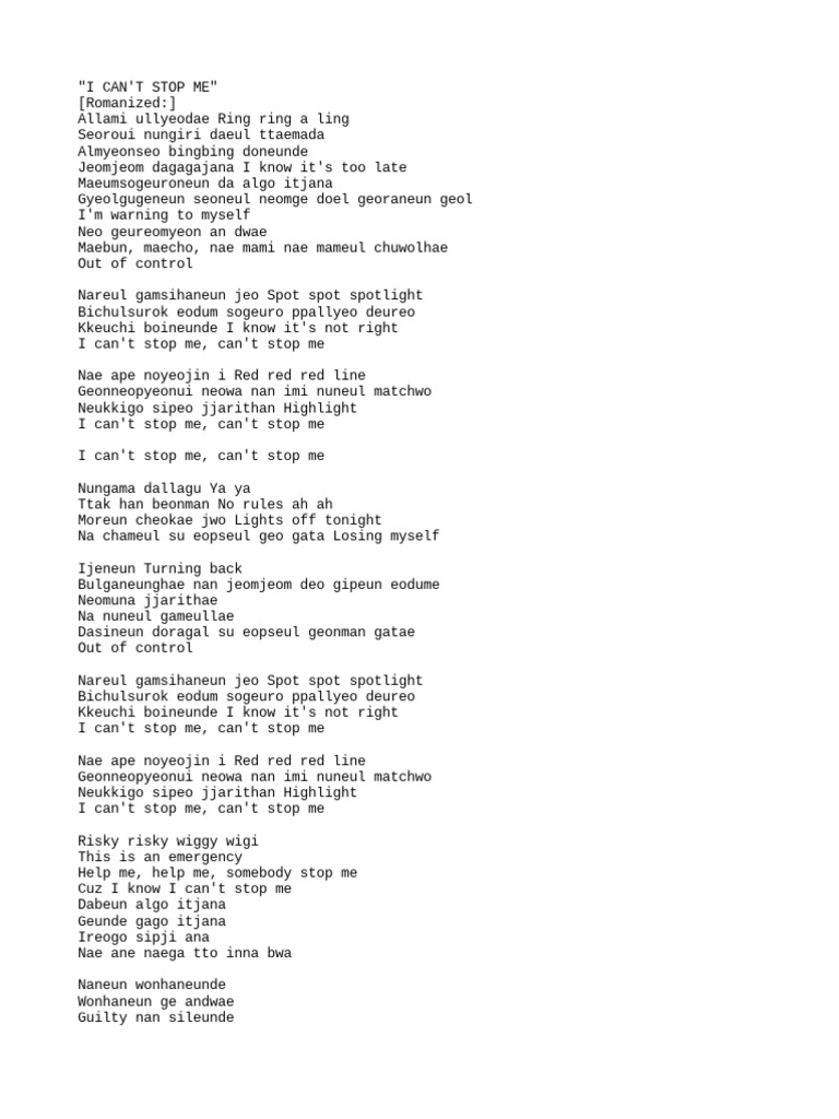 I Can't Stop Me | PDF