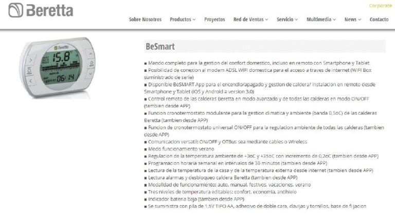 Cod. 20111887 Caracteristicas Termostato Ambiente WIfi Beretta | PDF