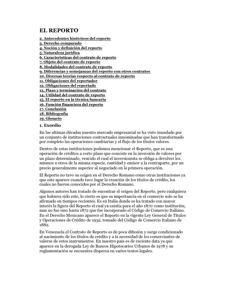 Significado y Ejemplos de Reporto | PDF | Bancos | Instrumento negociable