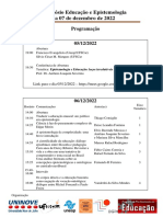 Programação Do 1º Simpósio Educação e Epistemologia