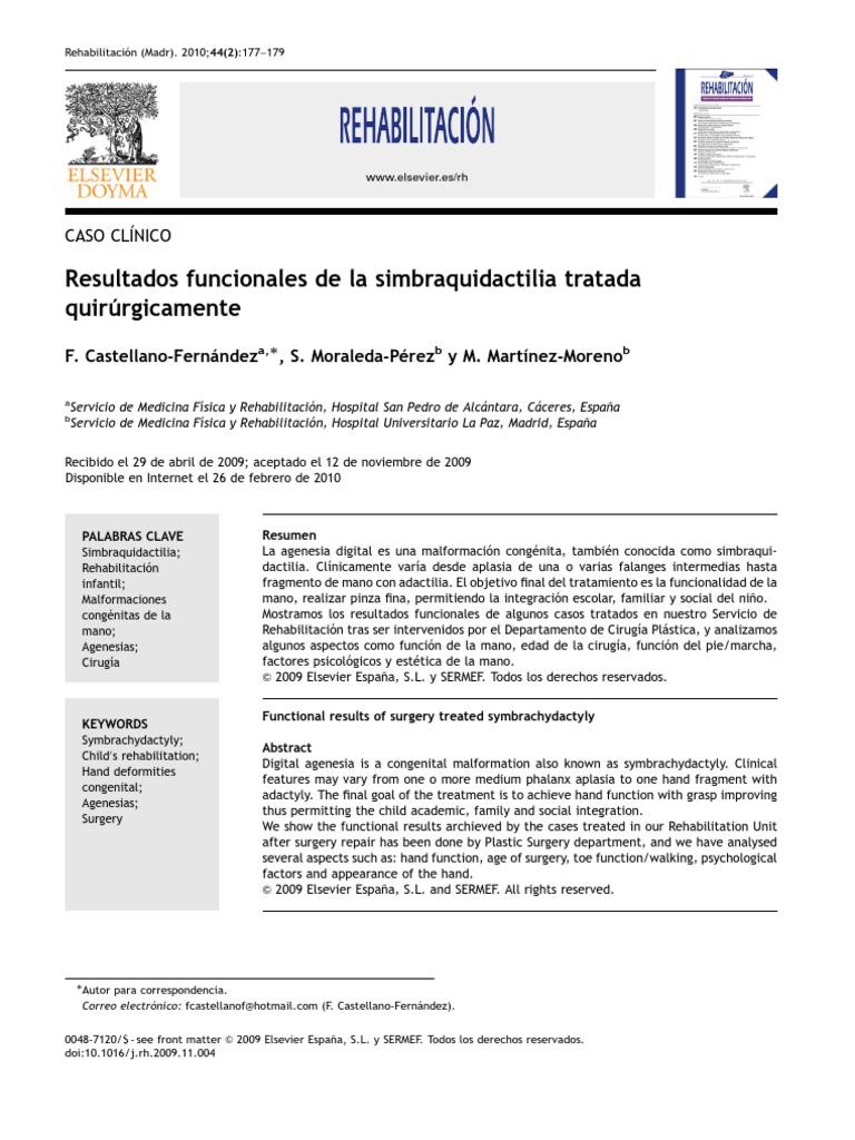 Simbraquidactilia Descargar gratis PDF Mano Enfermedades y trastornos