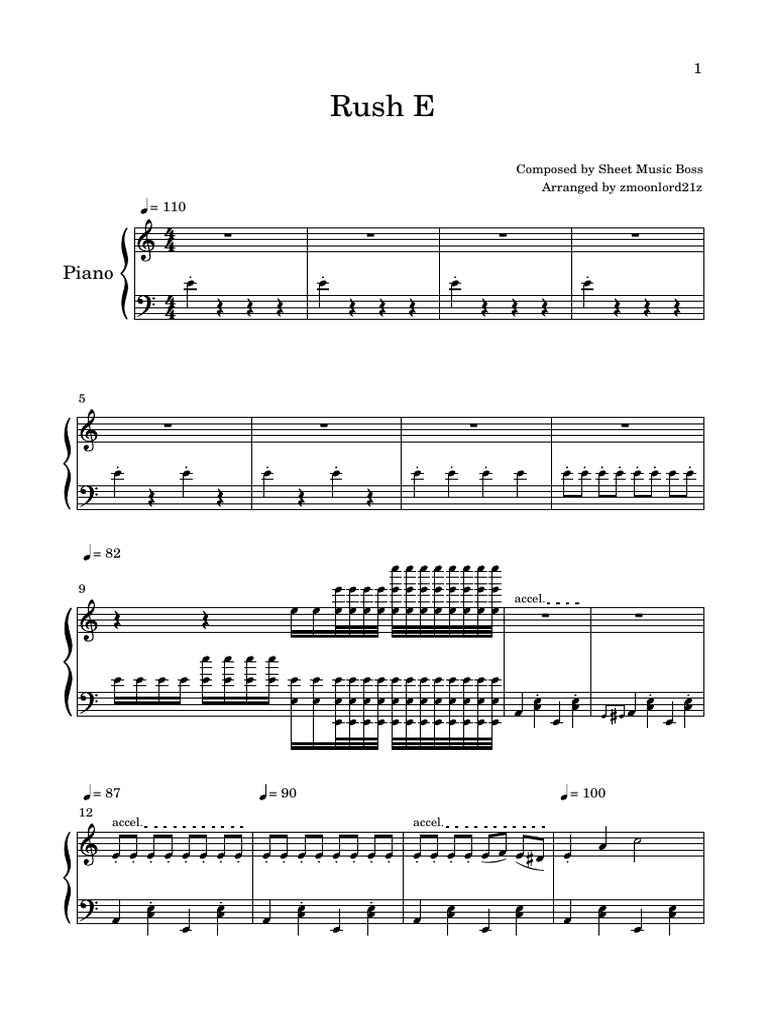 Rush E Piano Sheet Music Guide | PDF