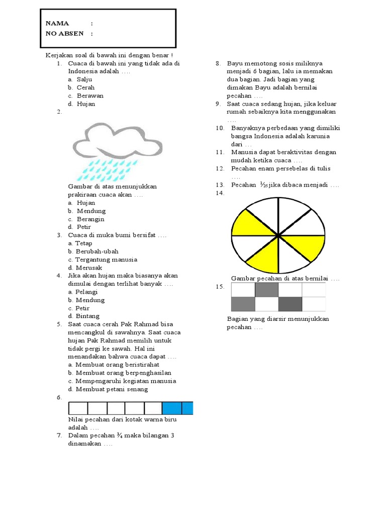 Asah Kemampuanmu: Latihan Soal Tema 5 Kelas 3 Subtema 1