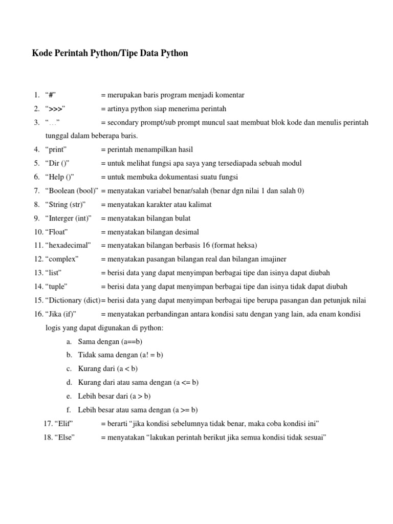 Kode Perintah Python | PDF