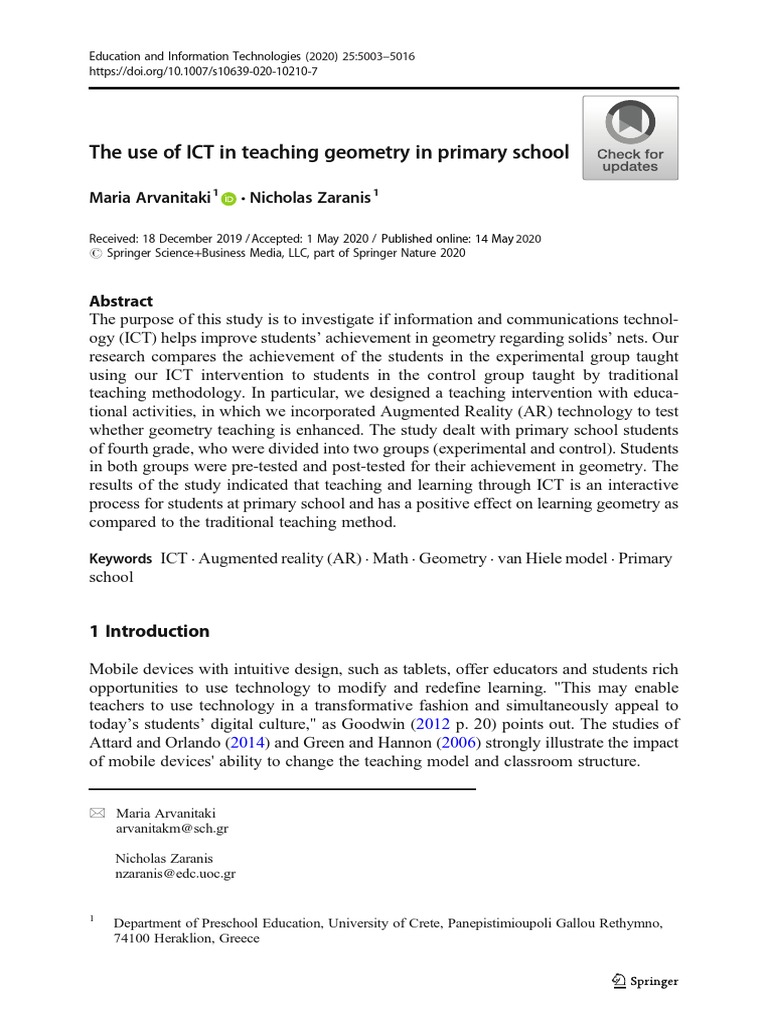 The Use of ICT in Teaching Geometry in Primary School | PDF ...