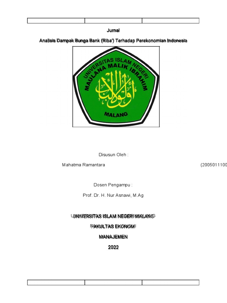 Dampak Riba Terhadap Ekonomi Indonesia | PDF
