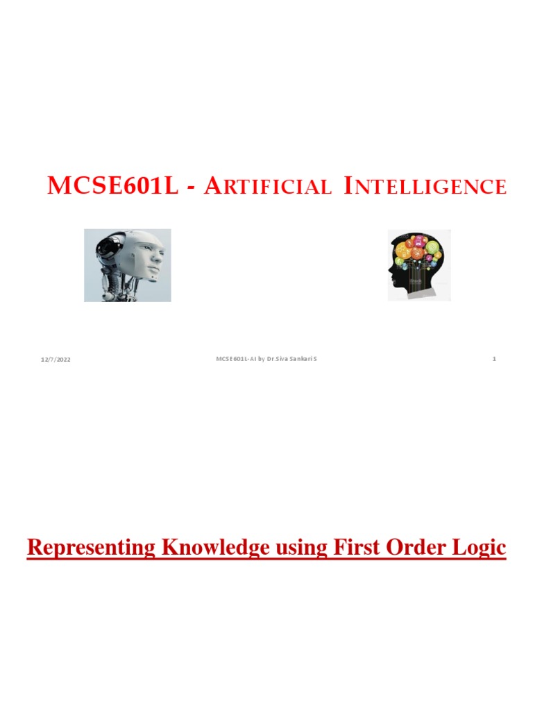 Knowledge Representation Using FOL Inference in FOL | PDF | First Order ...