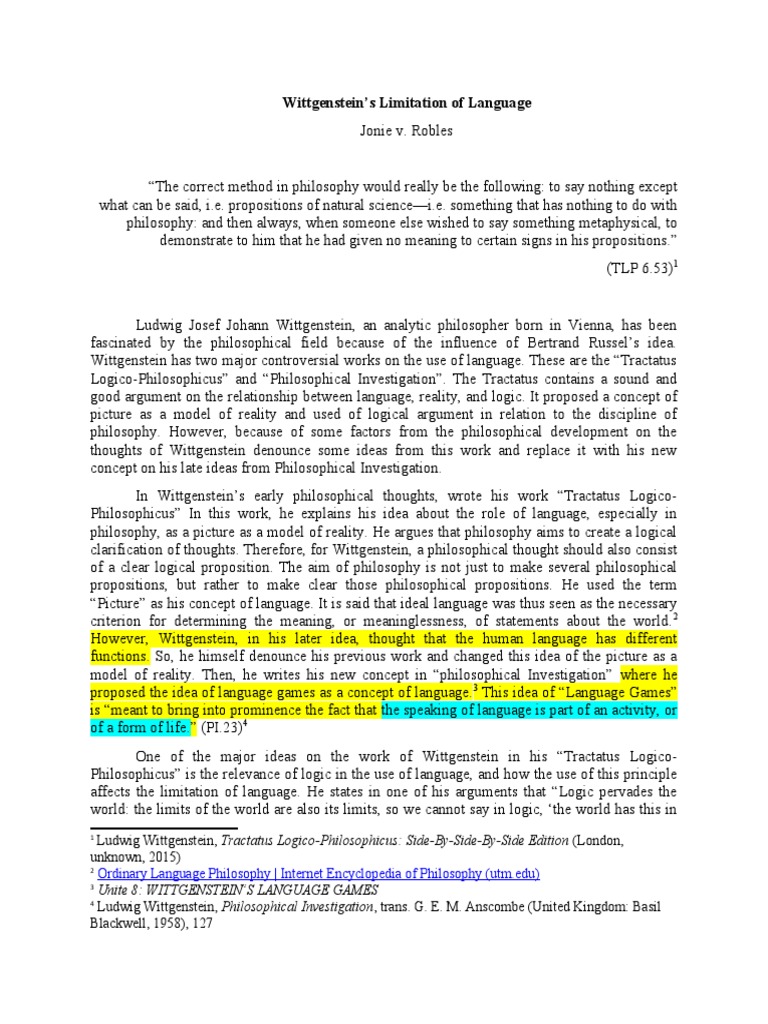 Wittgenstein's Language Limitations Explained | PDF | Logic | Idea