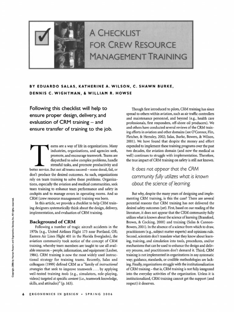 CRM Checklist | PDF | Simulation | Learning