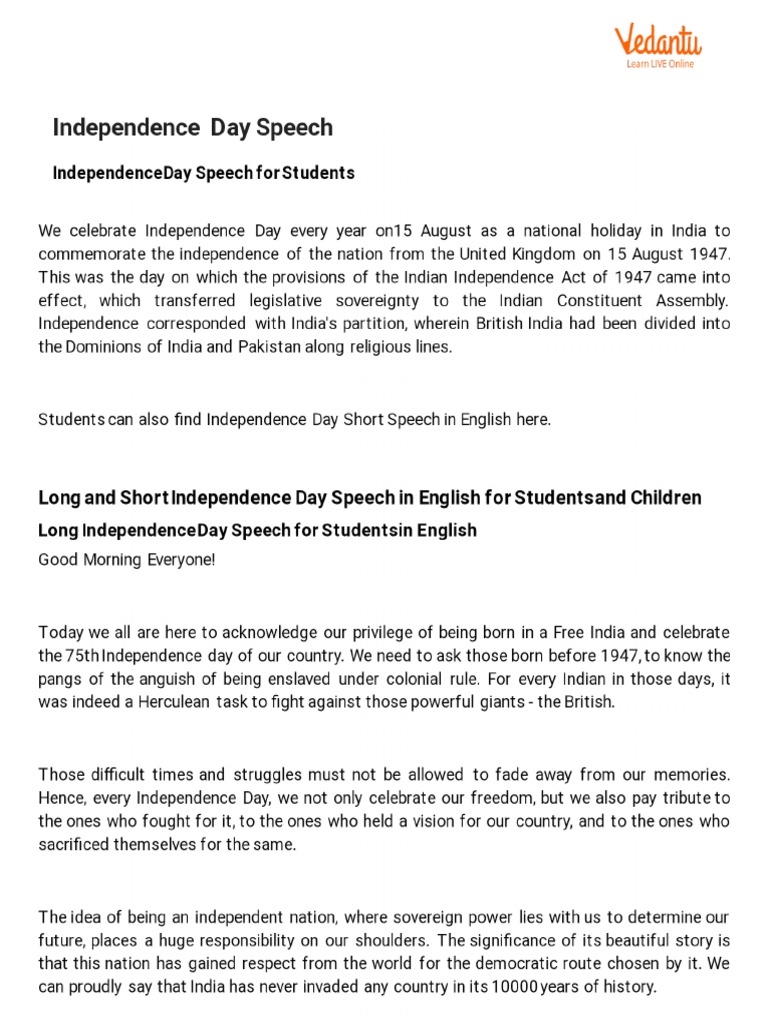 independence day speech conclusion