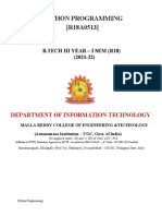 Python Programming R18A0513: B.Tech Iii Year - I Sem (R18) (2021-22)