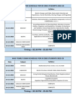 Half Yearly Exam Schedule Xi & Xii