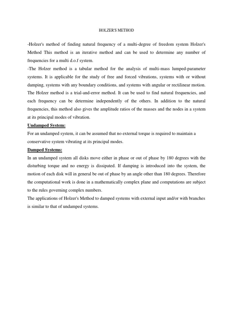 Holzer Method | PDF