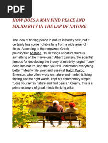 How Does A Man Find Peace and Solidarity in The Lap of Nature