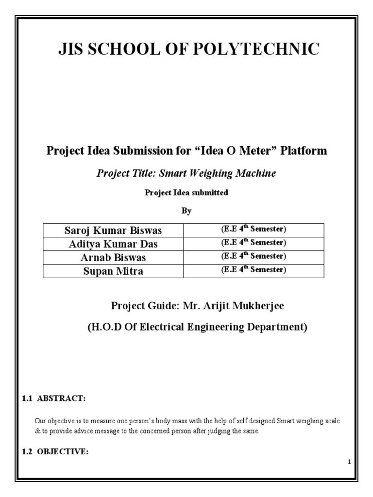 Smart Weighing Machine Project Overview | PDF | Weighing Scale | Weight