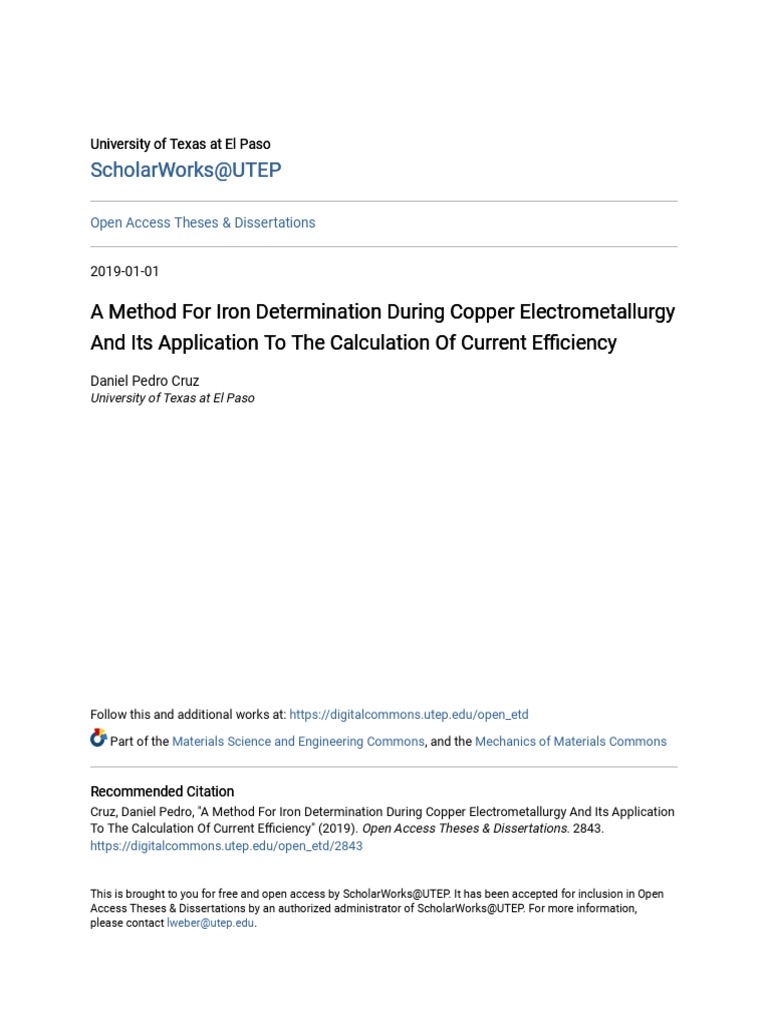 A Method For Iron Determination During Copper Electrometallurgy A | PDF ...