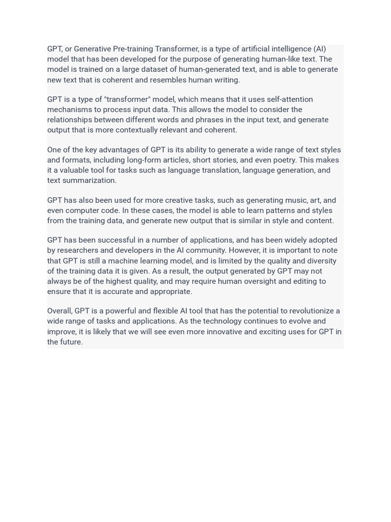 Understanding GPT: AI Text Generation | PDF