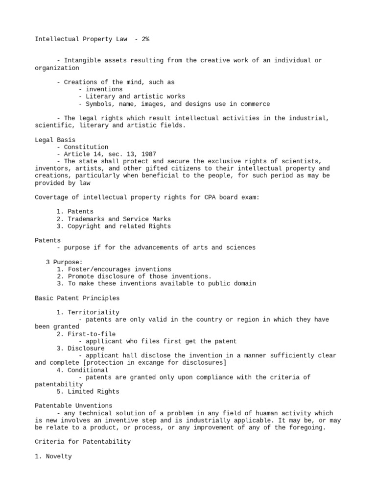 Intellectual Property Law Pdf Patent Intellectual Property