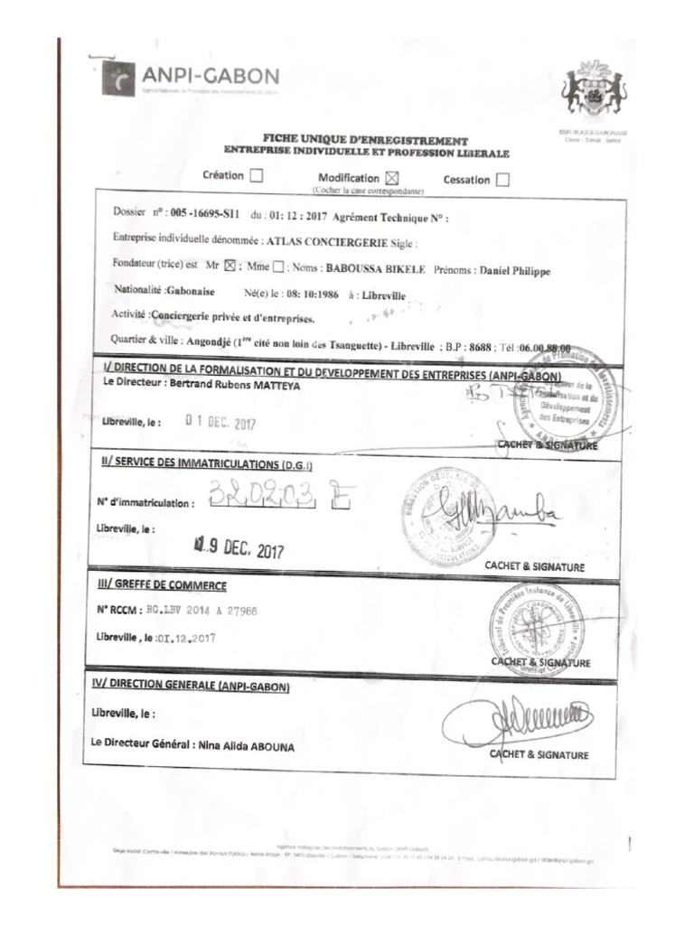 Fiche Unique D'enregistrement | PDF