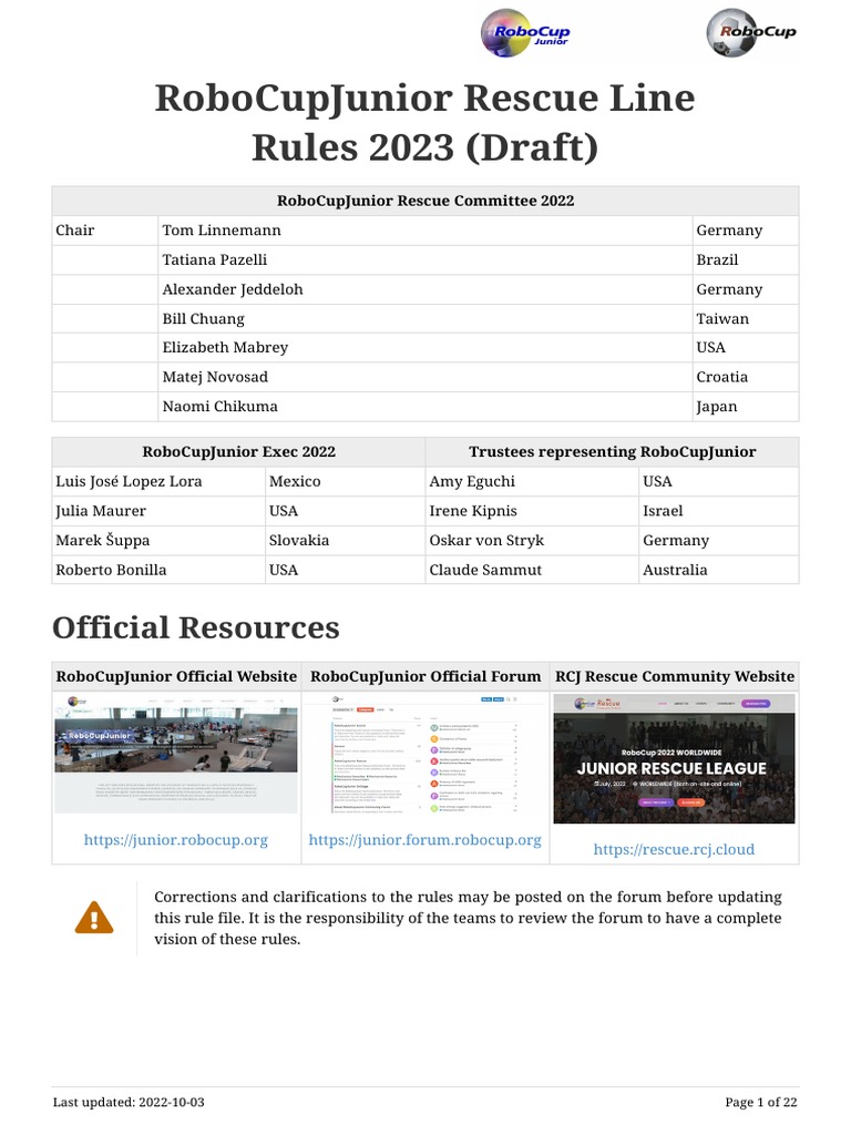 2023 RoboCupJunior Rescue Line v1.0 Draft | PDF | Robot | Robotics