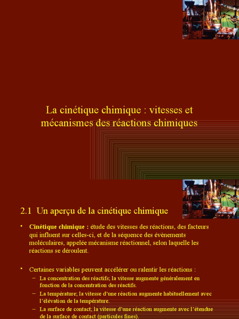 Cinétique chimique : vitesses et lois | PDF | Catalyse | Cinétique chimique