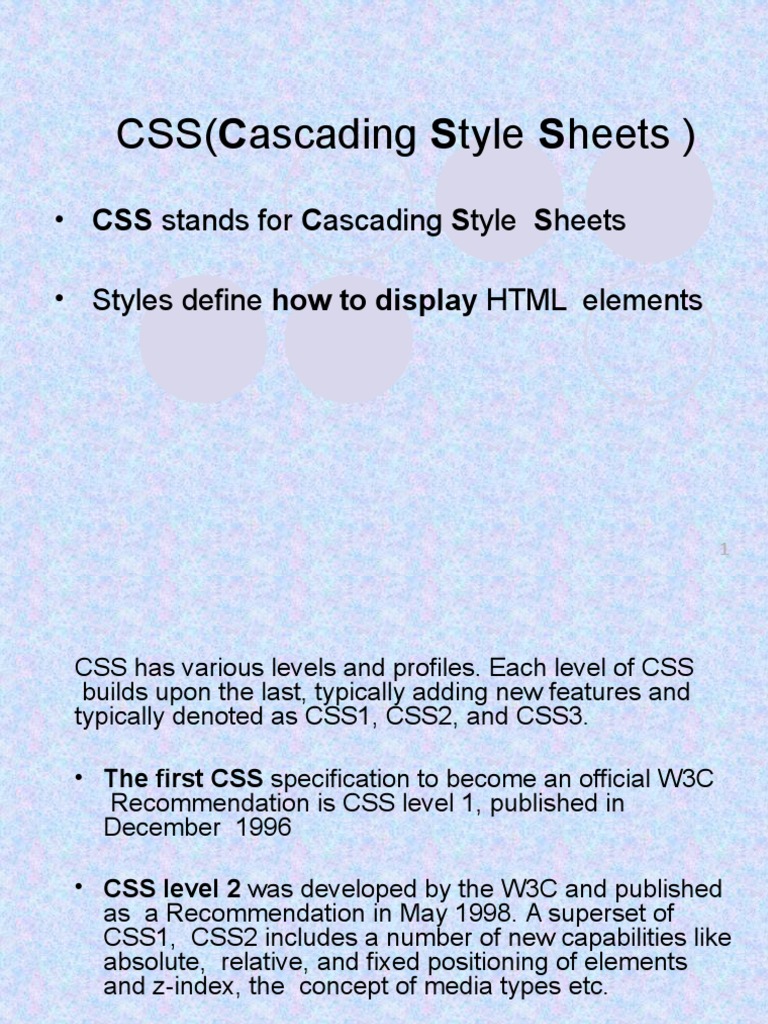 Cascading Style Sheets Definition