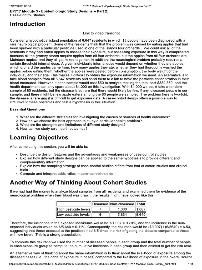 Case Control PDF Cohort Study Odds Ratio
