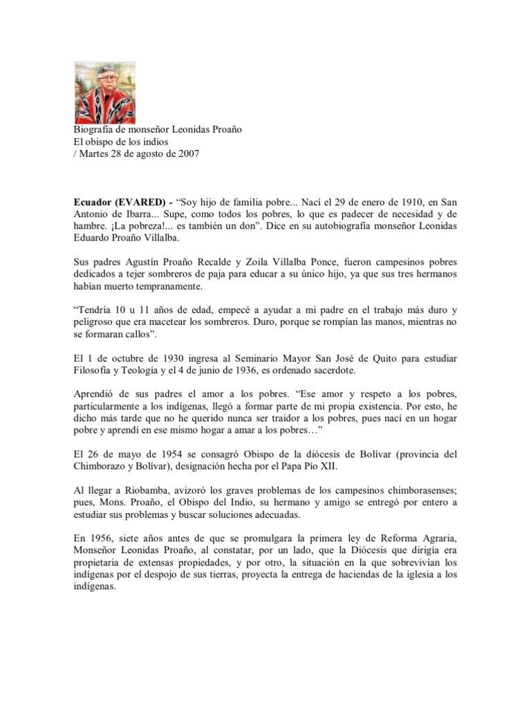 Resultado de imagen para monseÃ±or leonidas proaÃ±o en su tierra natal