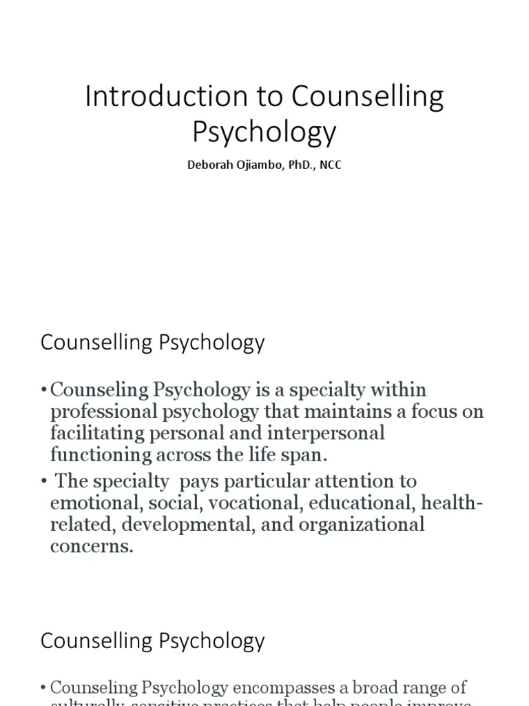 Introduction to counselling psychology 1 deborah ojiambo pdf