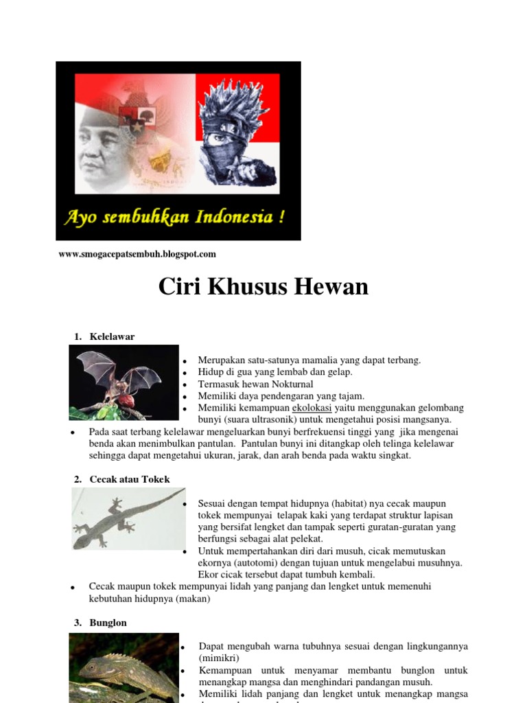  Ciri  Khusus  Hewan  Dan Tumbuhan