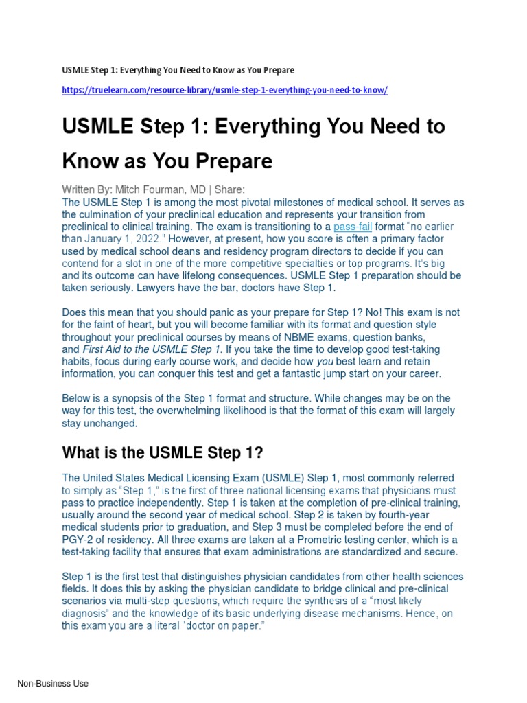 USMLE Step 1 Preparation Guide | PDF | United States Medical Licensing ...