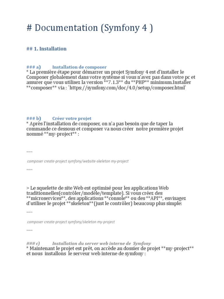 Guide d'installation Symfony 4 | PDF | PHP | Internet